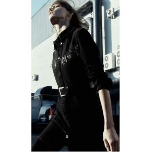Zara Rhinestone Fringe Denim Dress - Size Small